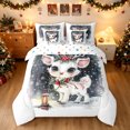 thumbnail image 3 of Manfei Dreamy Elk Twin Bedding, Farmhouse Christmas Holly Berry Bedding Comforter Set, White Gray, Polkadot Reversible, 7-Piece, 3 of 6
