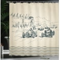 thumbnail image 4 of Ambesonne Vintage Car Shower Curtain, Racing Cars Sketchy, 69"Wx70"L, Beige Forest Green, 4 of 5