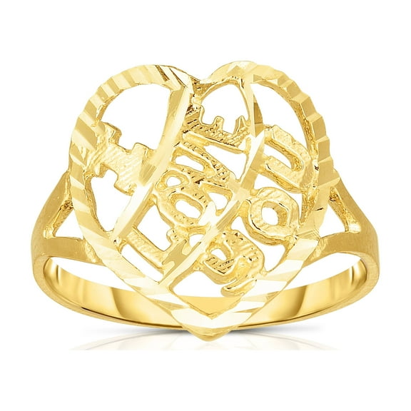 Floreo 10k Yellow Gold “I Love You” Heart Ring, Sizes 5-12