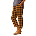 thumbnail image 2 of Hvogkswy Cotton Pants for Women Fashion Plaid Print Loose Casual Pants High Waist Straight Leg Ankle-Length Pants with Pockets, 2 of 5