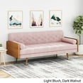 thumbnail image 2 of Noble House Nathanial Tufted Fabric Sofa, Light Blush and Dark Walnut, 2 of 12