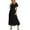 Noir, variante sur Abcnature Robe Midi Plissée à Manches Courtes Col Carré Couleur Unie Boho Chic Taille Élastique Robe de Soirée