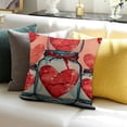 thumbnail image 3 of SHANXI  Valentines Day Pillow Covers Teal White Buffalo Check Plaid Farmhouse Decor Red Heart Truck Love Holiday Decorations Throw Pillow Cushion Case for Home Sofa 18x18in, 3 of 5
