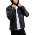 thumbnail image 4 of X RAY Jeans Mens Grainy PU Leather Hooded Jacket with Faux Shearling Lining, Black, L, 4 of 8