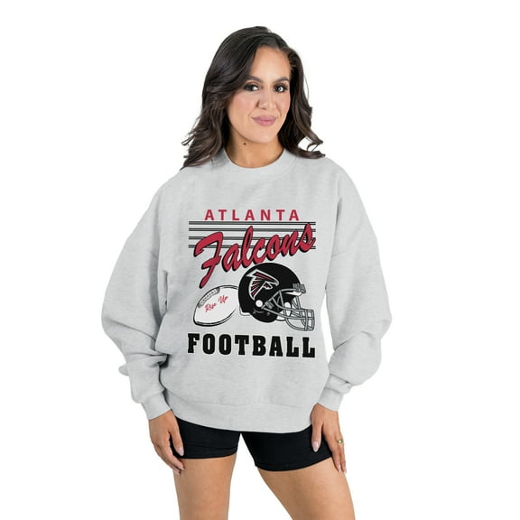 Women's Gameday Couture  Ash Atlanta Falcons Home Turf Oversized Premium Fleece Pullover Sweatshirt