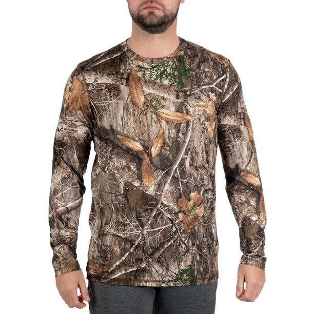 Men's Long Sleeve Camo Tee Hunting Performance Shirt by Realtree, Sizes