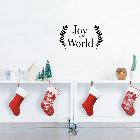Vinyl Wall Art Decal - Joy to The World - 13" x 23" - Christmas Seasonal Holiday Winter Decoration Sticker - Indoor Outdoor Home Office Wall Door Window Bedroom Workplace Decals (13" x 23"; Black)