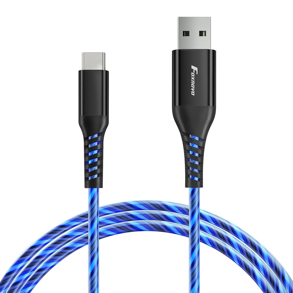 MesaSe 1M/3.3ft USB A TO Type C Flowing Charging Cable Data Cable Fast Charging Cable for Phones & Tablets Charging (Blue)