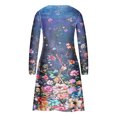 thumbnail image 5 of Vestido de jersey con cuello en V y manga larga estampado a la moda para mujer Fridja yut4417, 5 of 5