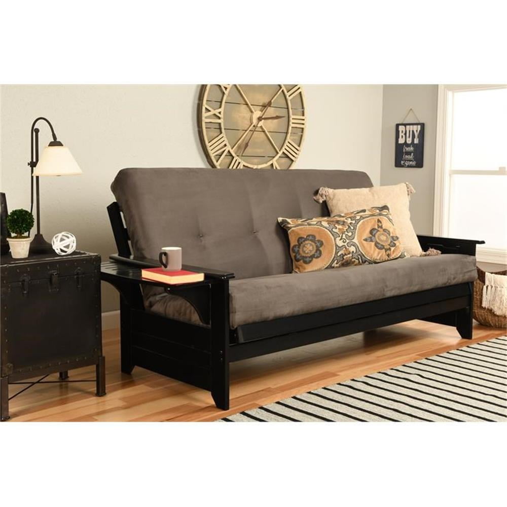 Pemberley Row Suede Fabric Gray Futon Mattress Full-Size Tufted 75" x 54" x 8" Unassembled