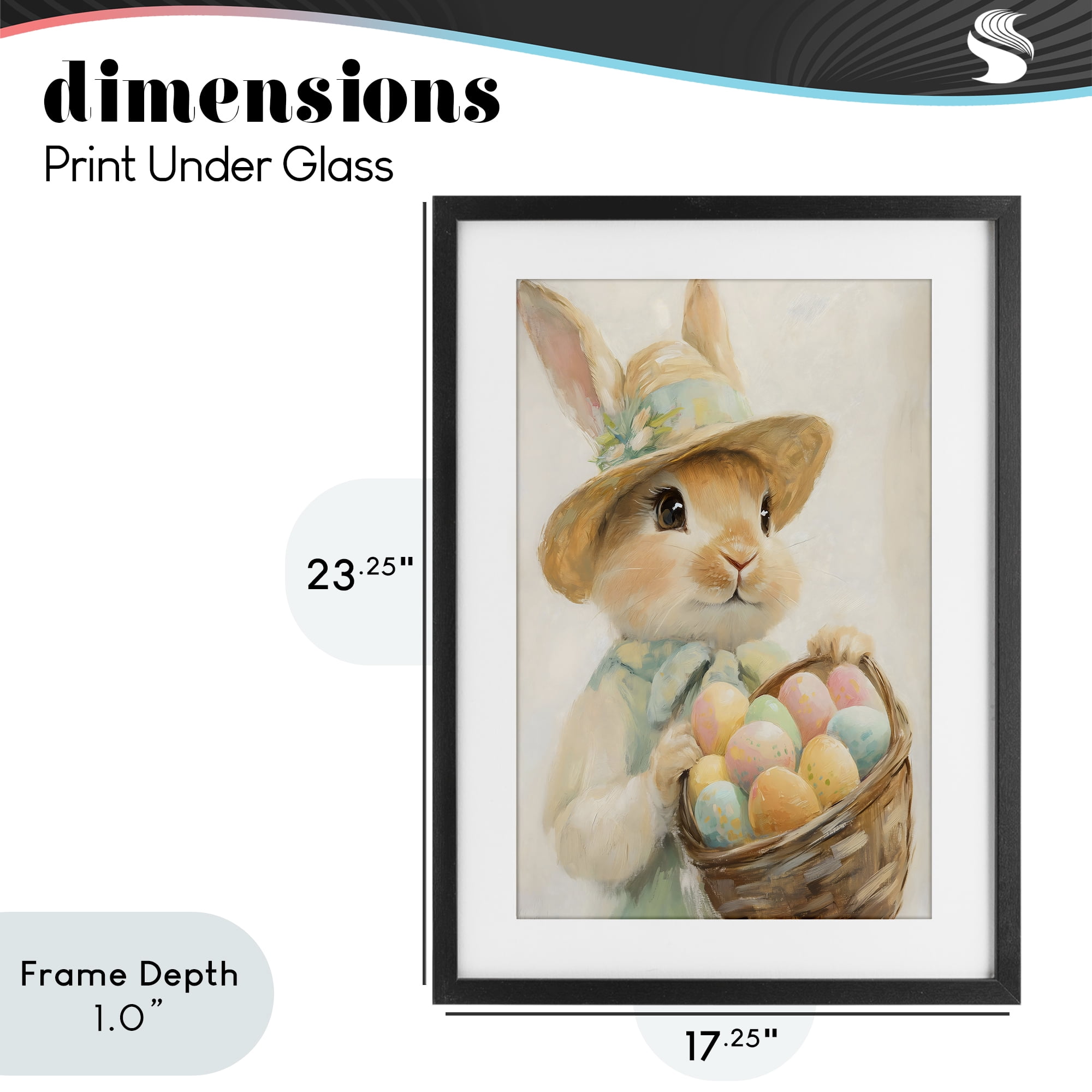 Stupell Industries Easter Egg Basket Rabbit Black Framed Print Under Glass, design by The Prints Vibe