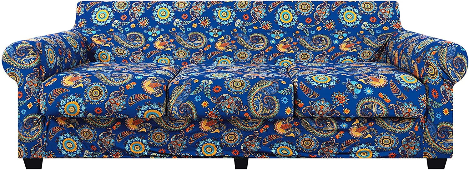 YAAN Printed Sofa Couch Cover for 3 Cushion Couch Floral Pattern Sofa