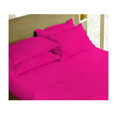 The Great American Store1800 Series Microfiber Solid 6PC Sheet Set Queen Hot Pink (1 Fitted sheet, 1 Flat sheet & 4 pillowcases) - Hypoallergenic, Wrinkle & Fade Resistant Bedding