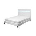thumbnail image 2 of White Faux Leather Button Tufted Color Changing Led KING Size Platform Bed (No Box Spring Required), 2 of 7