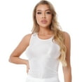 thumbnail image 6 of iiniim Women Glossy Sleeveless Workout Sports Tank Tops Shirts Vest A White XL, 6 of 7