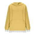 thumbnail image 2 of ZUKMRJPC Hoodies for Women Casual Lightweight Patchwork Lace Hooded Sweatshirts Fall Fashion Comfy Solid Color Pullover Tops with Pocket, 2 of 6