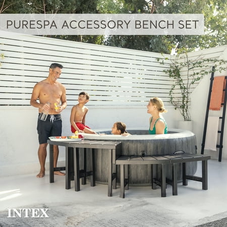 Intex 2 Medium and 2 Tall PureSpa Benches, Compatible w/ 4 Person Spas