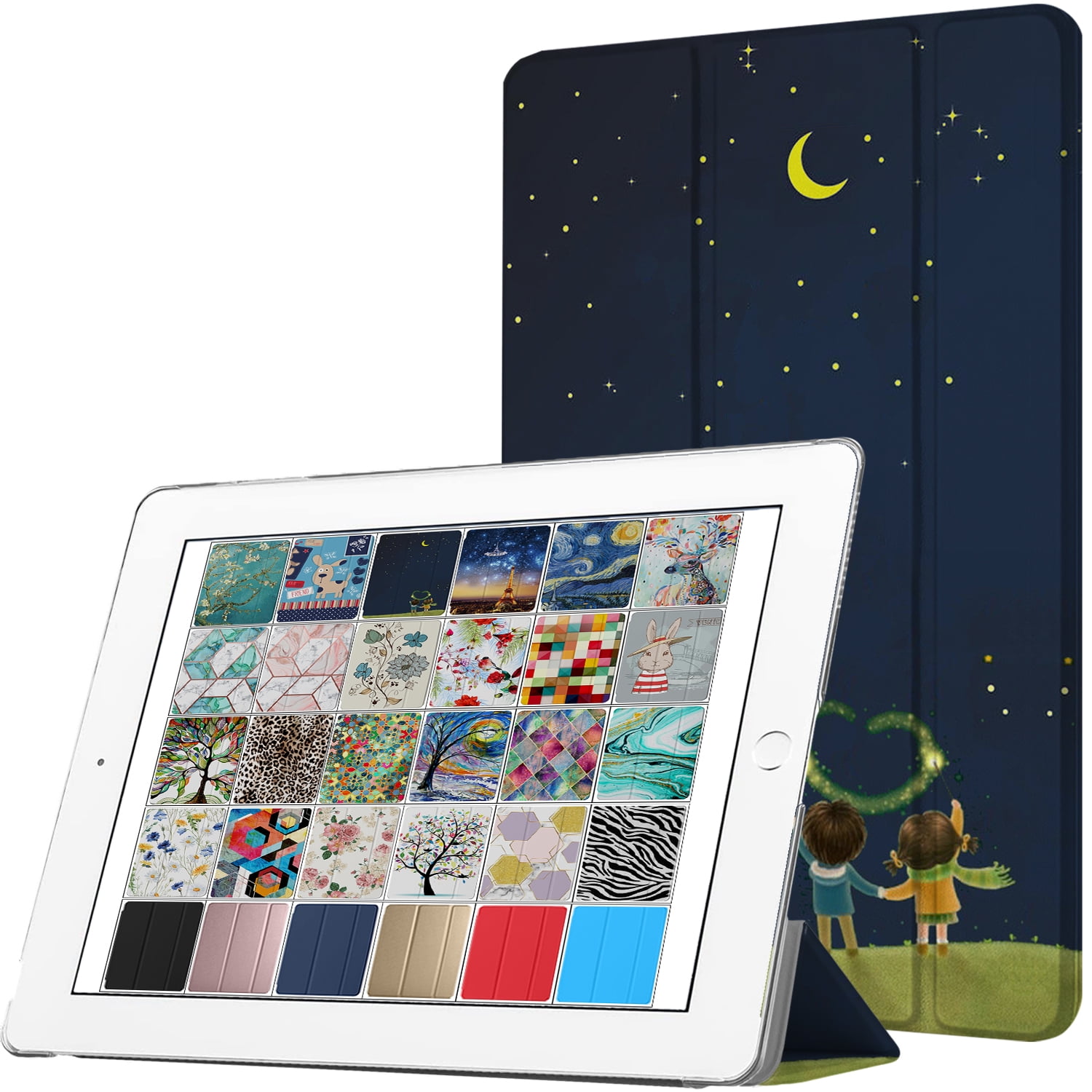 DuraSafe Cases for iPad PRO 12.9-2 Gen Slimline Series Lightweight Protective Cover with Dual Angle Stand & Clear PC Back Shell - Night Sky