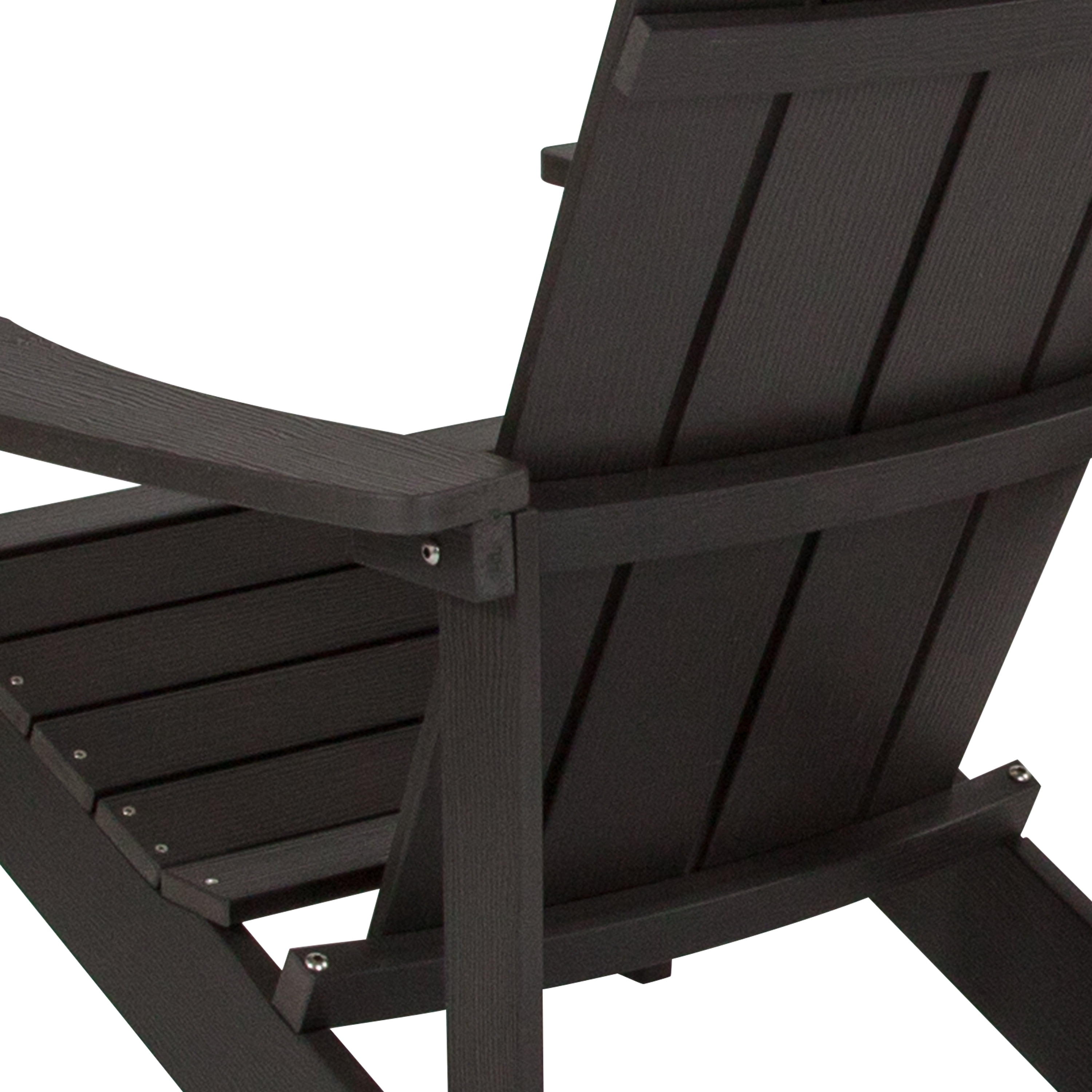Emma + Oliver Set of 4 Outdoor Slate Gray All-Weather Poly Resin Wood Adirondack Chairs
