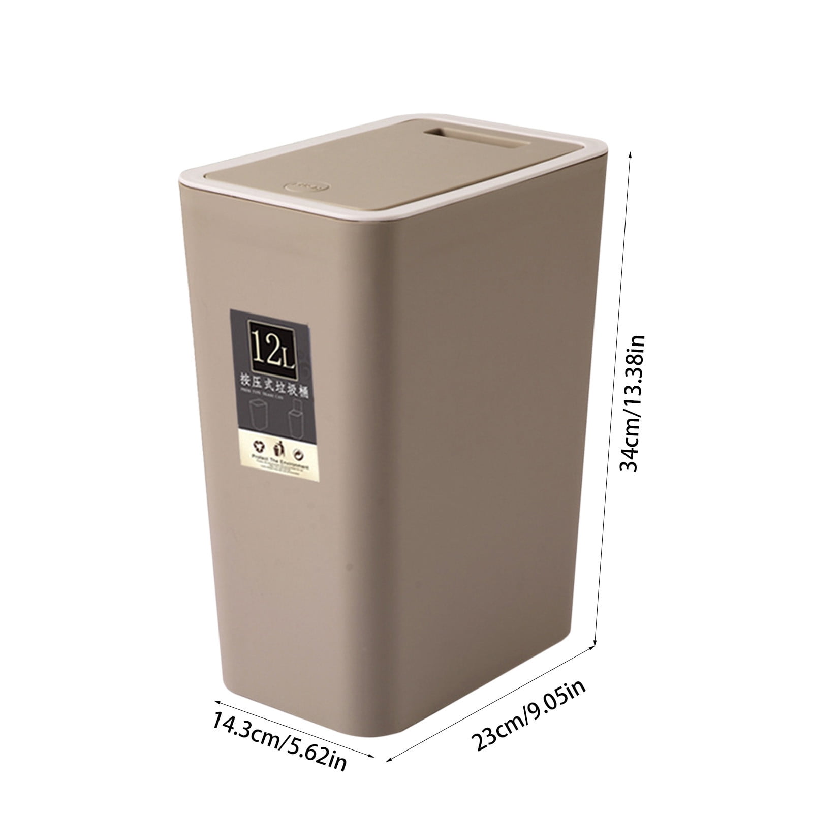 under $5 Fufafayo Trash Can with Lid, Small Bathroom Trash Can Wastebasket, Slim Garbage Can with Inner Bucket, Press Top Lid Garbage Container Bin for Kitchen, Home, Office, Bedroom