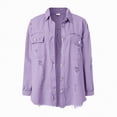 thumbnail image 5 of Towmus Casual Quilted Jackets for Women Button Down Collared Long Sleeve Shirts Frayed Hem Fall Jackets with Pockets, 5 of 6