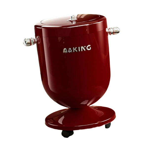 Contenedor de basura móvil con ruedas y tapa, decorativo. Rojo