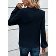thumbnail image 3 of Eytino Women's Sweater Casual Long Sleeve Pullover Sweater Fall Tops for Women 2025 Lace Raglan Sleeve Button Blouses Lightweight Knit Tops Navy Blue 2XL, 3 of 6