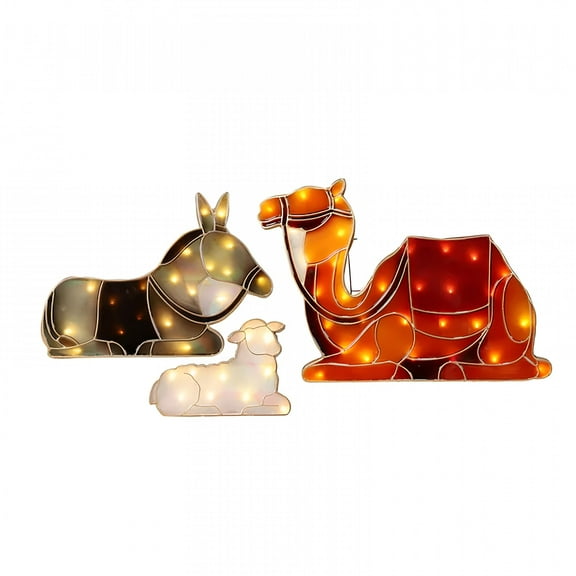 BESTSKY Led Nativity Scene Series Ground Stake Acrylic Nativity Set Ornament for Home Outdoor Yard Decoration New Year Outdoor Christmas Nativity Scenes