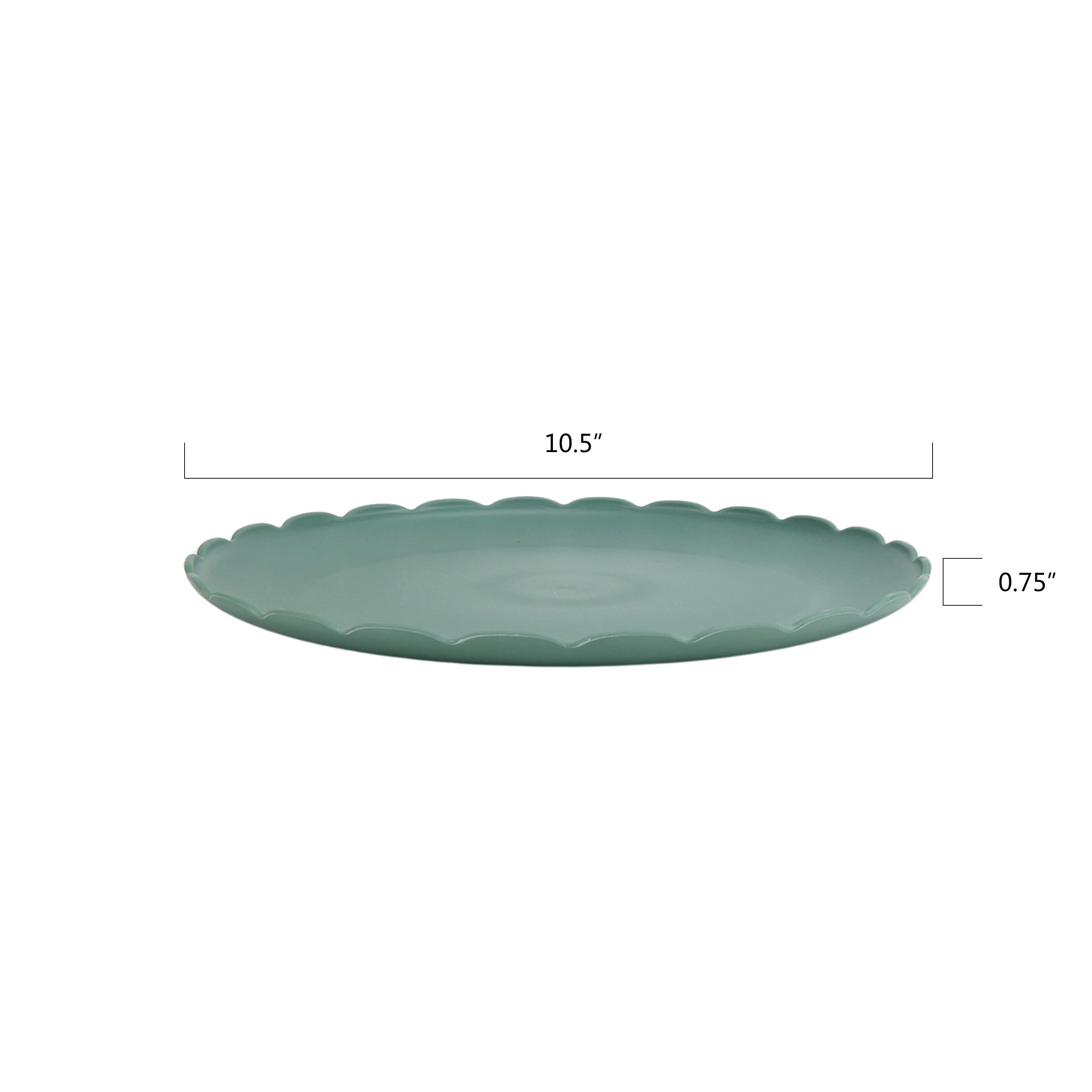Mainstays 30-Piece Plastic Scalloped Dinnerware Bundle Set, Sage