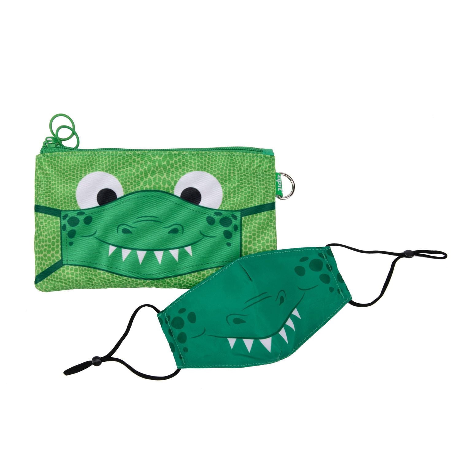 KIT DU ZIPIT Face-It, pochette avec matériau antibactérien + masque facial assorti (Vert) Ensemble Pochette et Masque