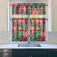 thumbnail image 3 of Rustic Boho Kitchen Curtains 36 Inch - 3 Panel Vintage Floral Set with Blooming Wildflowers, Farmhouse Rod Pocket Window Treatment for Spring Summer Season, 3 of 6