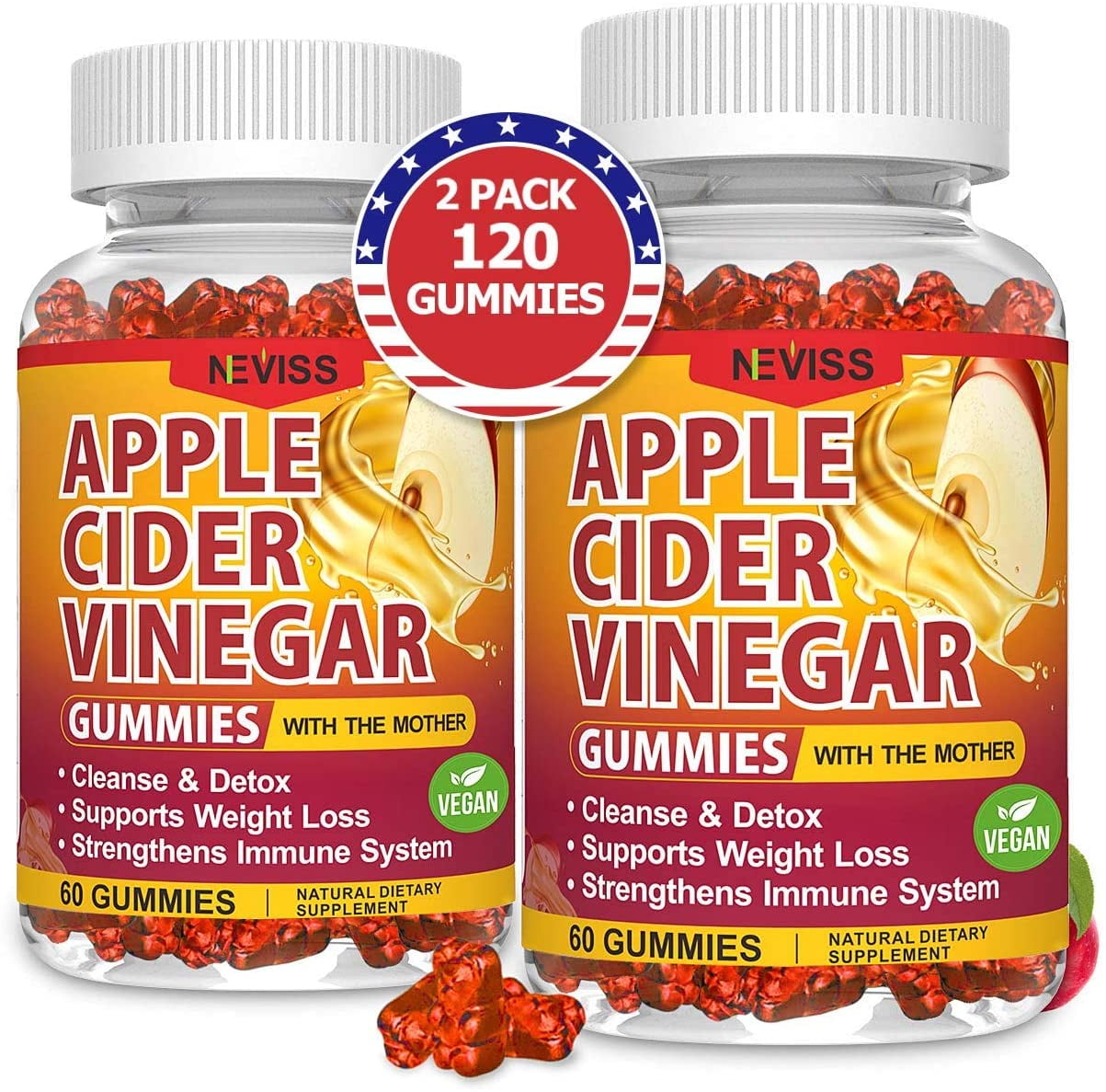 Organic Apple Cider Vinegar Gummies With The Mother For Weight Loss 