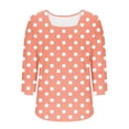thumbnail image 3 of zbxnLI Plus Size Women's Square Neck Tops 3/4 Sleeve Shirts Polka Dot Casual Basic Tees Spring Summer Clothes, 3 of 5