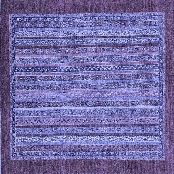 Ahgly Company Machine Washable Indoor Square Abstract Blue Modern Area Rugs, 3' Square