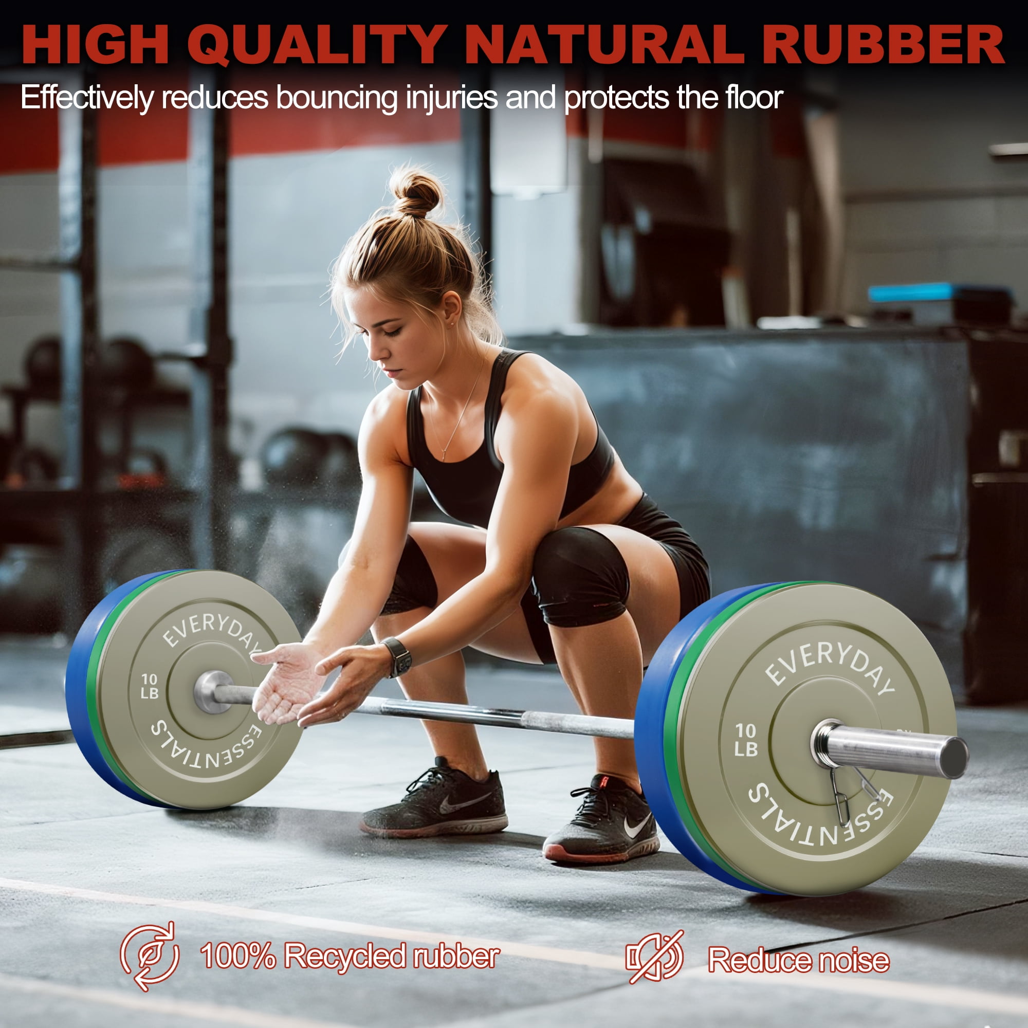 FlexWave Bumper Plates Set with 7FT Olympic Barbell, 160 lb Plates, 2-Inch, Color