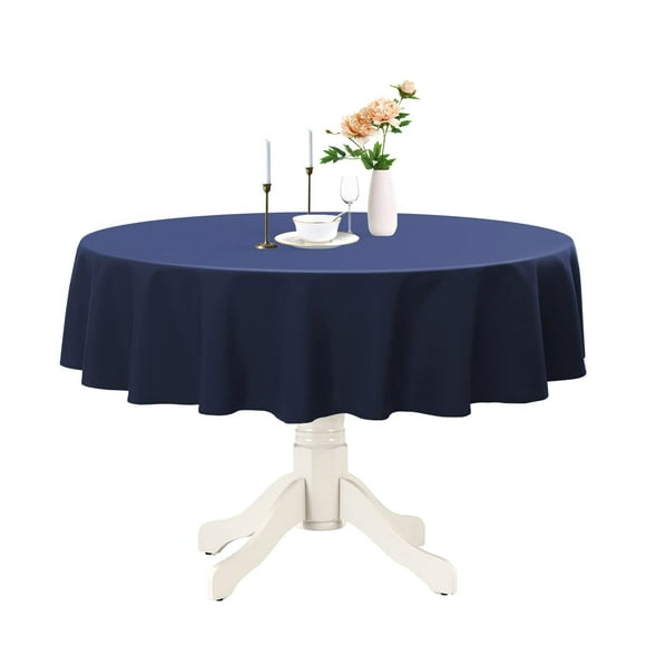 Romanstile Nappe Ronde - Nappe en Polyester Lavable Résistante à l'Eau et aux Taches pour Cuisine, Dîners, Mariages (Bleu Marine, 60 Pouces)