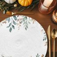 thumbnail image 2 of Fall Blue Pumpkin Round Braided Placemats Set of 2, Green Eucalyptus Leaves Flowers Heat Insulation Place Mats Washable Non-Slip Table Mats for Kitchen Dining Party, 15 Inches, 2 of 8