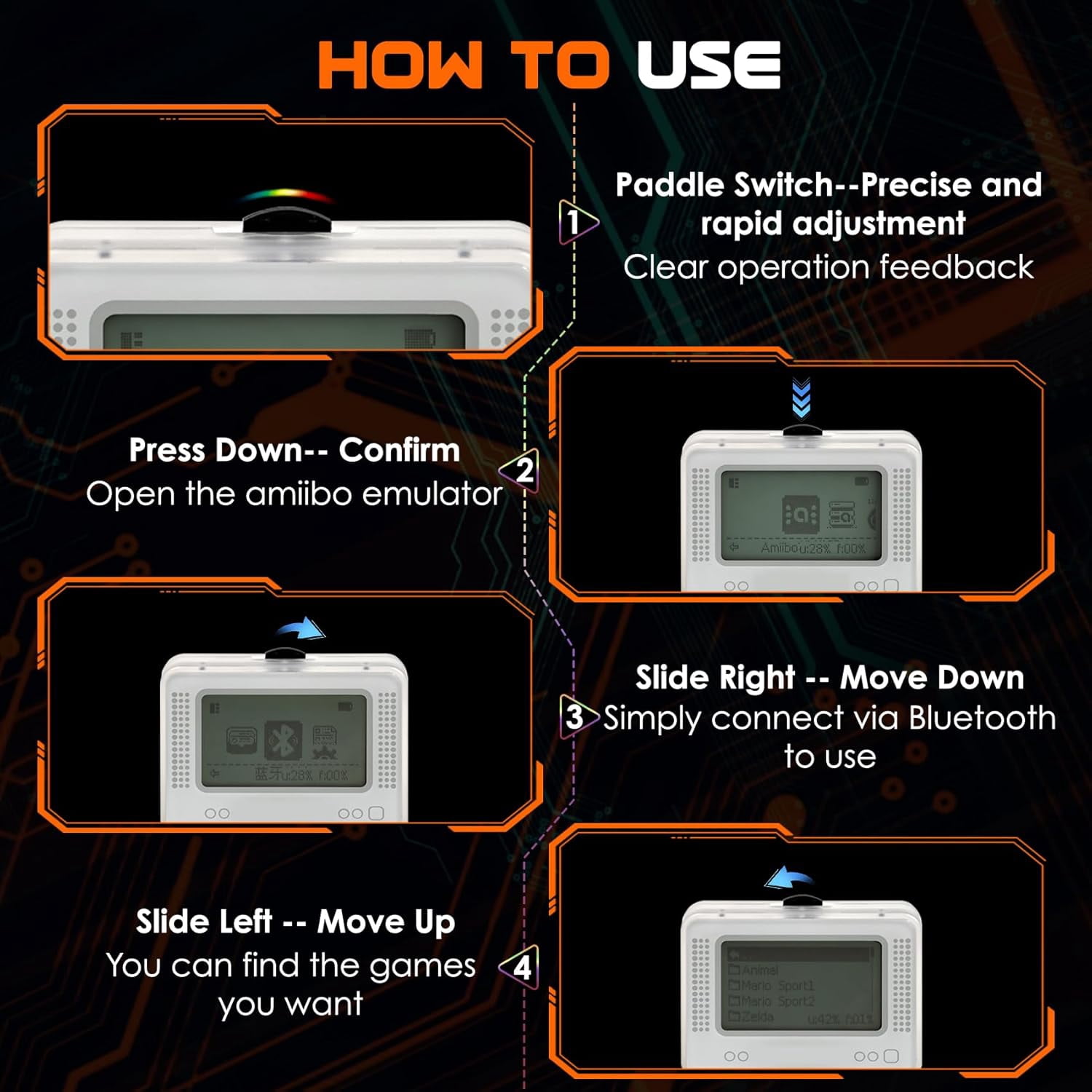 NFC Emulator Compatible with 50+ Games and  Store 3000 NFC Data,NFC Tag Emulator Support Unlimited Scan,Rechargeable Battery and 1.2" LCD Screen,