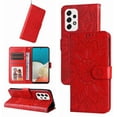 thumbnail image 1 of Mantto for Samsung Galaxy A53 5G Wallet Case,[Kickstand][Wrist Strap][Card Holder Slots] Flower Floral Embossed PU Leather Flip Cover for Galaxy A53 5G Case, Red, 1 of 9