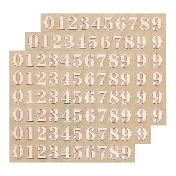 Uxcell 3 Sheets 3mm 0.12 inch Mini Number Stickers, Number 0-9 Sticker, Rose Gold