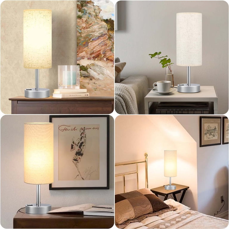EDISHINE Bedside Lamp With USB-C & USB-A Ports – Touch Control, 3-Level Dimmable, Glass Shade, Gold Base