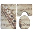 thumbnail image 1 of ABPHQTO Música de flauta Juego de alfombras de baño de 3 piezas Alfombra de baño Alfombra de contorno y tapa de inodoro, 1 of 2