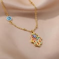 thumbnail image 4 of Evil Eye Necklace for Women,Zircon Turkish Demon Eye Fatima Hand Choker Necklace, 4 of 5