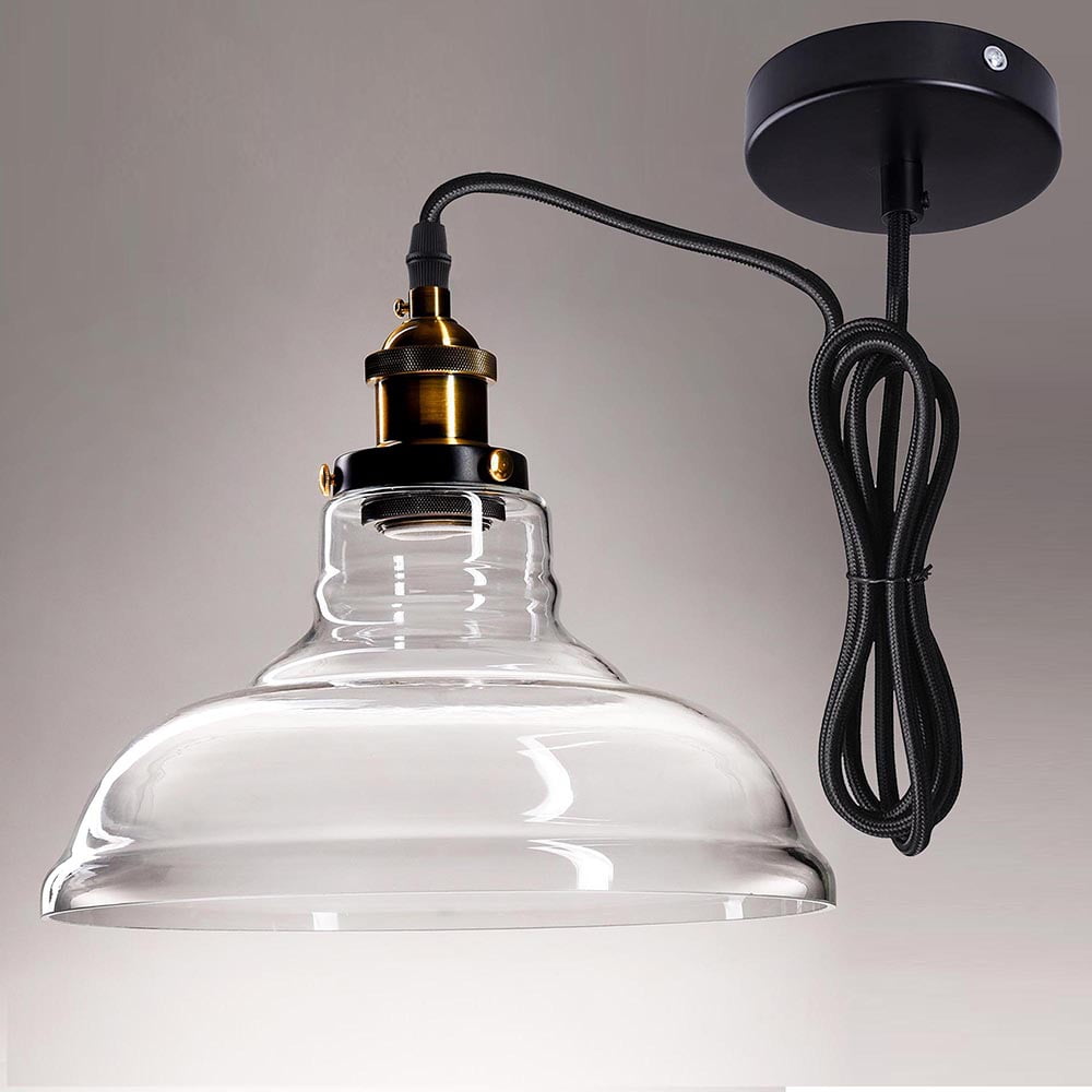 Yescom Hanging Flashlight Shaped Mouth N Transpa Glass Shade Yescom Hanging Flashlight Shaped Mouth N Transpa Glass Shade Pendent Fixture For Ceiling Lamp Lighting Zoomed Image