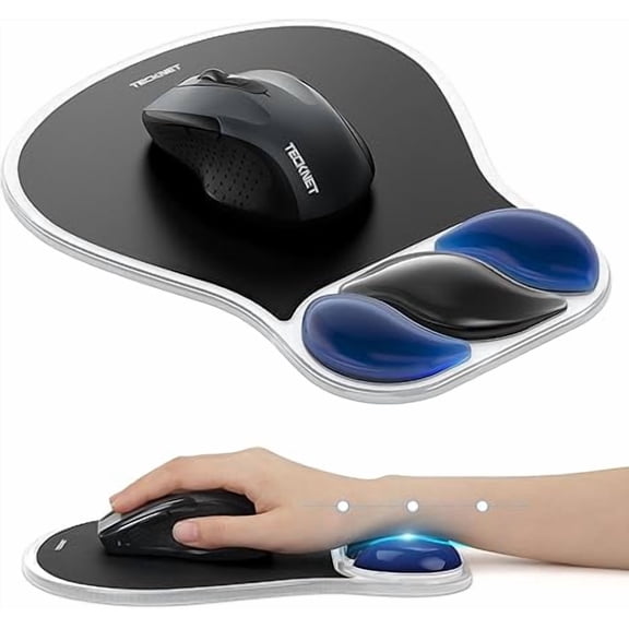 TECKNET Gel Mouse Pad with Wrist Rest, Ergonomic Mouse Pad with Wrist Support, Non-Slip Waterproof Base for Office, Home - Black