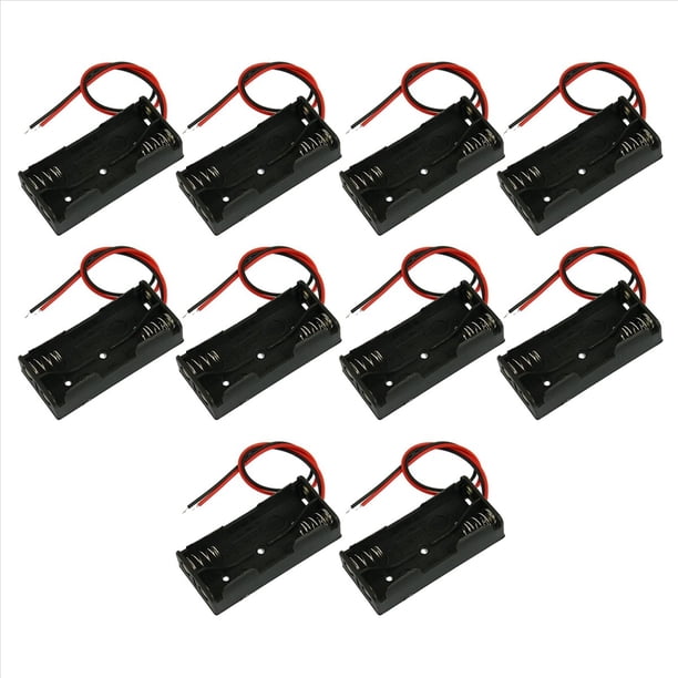 10X Caja Negra de Plastica de Bateria de Soporte del Cable 2 X 1,5 V AAA