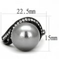 thumbnail image 4 of Womens Light Black Ring Anillo Para Mujer Stainless Steel Ring with Synthetic Pearl in Gray Estelia, 4 of 4