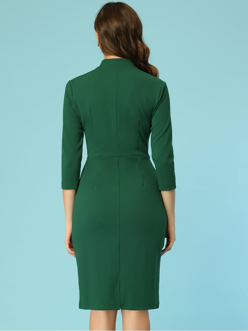 Unique Bargains women's 3/4 Sleeve Bodycon Dress - Dark Green - Walmart.com Unique Bargains women's 3/4 Sleeve Bodycon Dress - Dark Green - Walmart.com