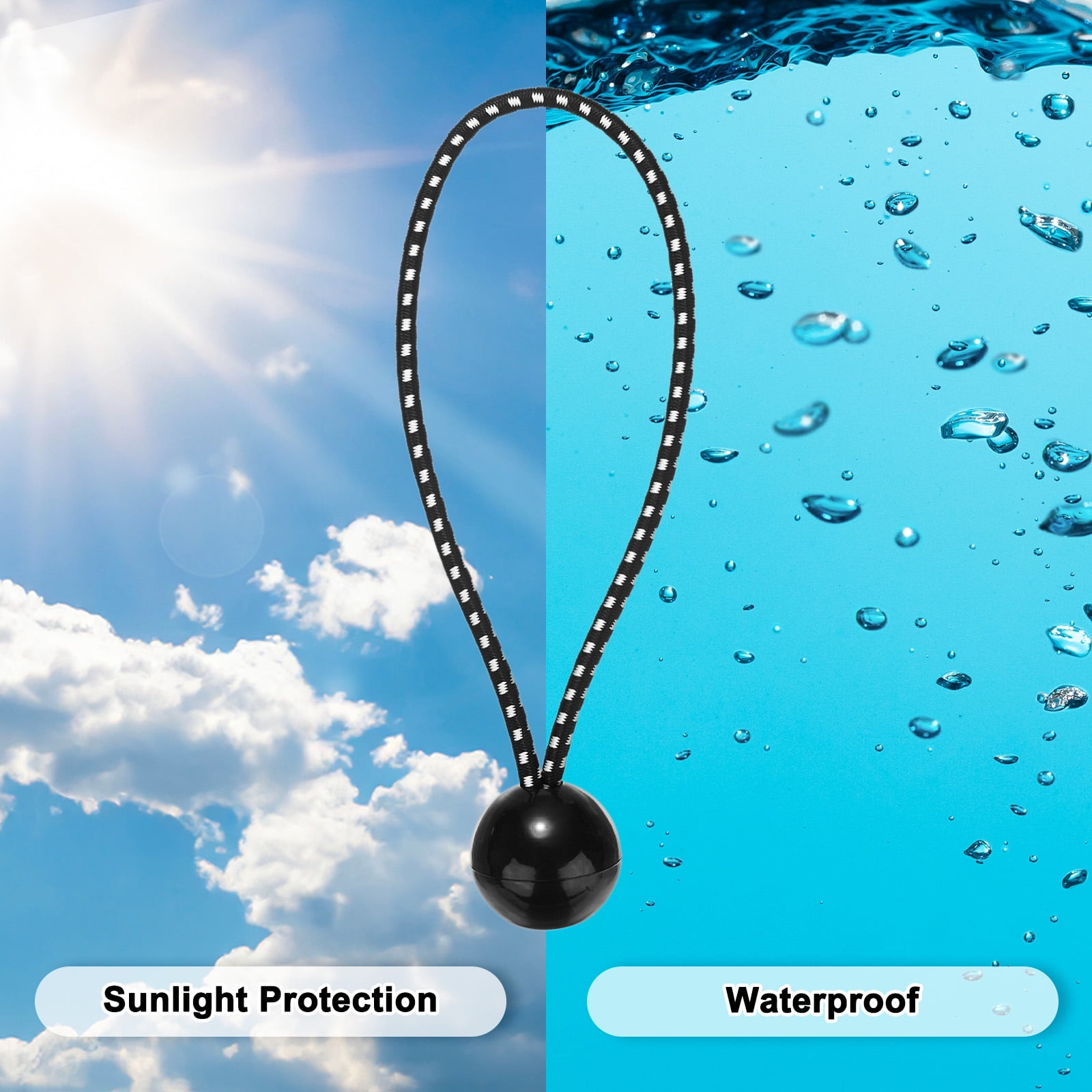 Uxcell 50-Pack Ball Bungee Cords, 6 Inch High Elastic Canopy Tarp Tie Down Bungee Balls for Tent/Cargo Holding [Black White]