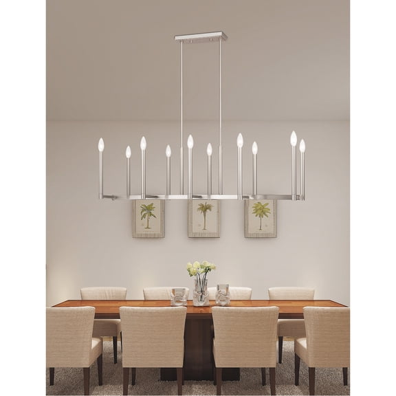 16 inch 10 Light Brushed Nickel Linear Chandelier with Steel base material